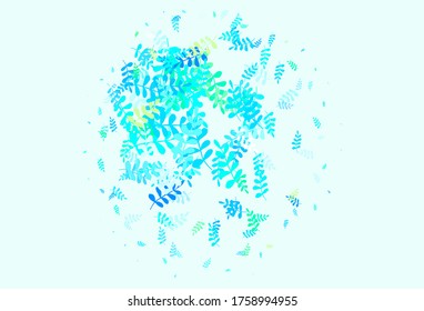 Azul claro, Verde vectorial fondo natural con hojas. hojas sobre un elegante patrón natural con gradiente. Patrón texturizado para sitios web, banners.