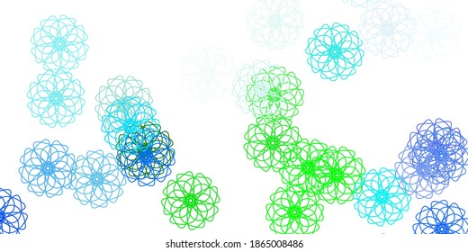 Light blue, green vector natural backdrop with flowers. Abstract illustration with flowers in Origami style. Best design for your business.