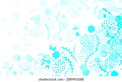 Light Blue, Green vector natural background with flowers Illustration with colorful abstract doodle flowers. Template for backgrounds of cell phones.