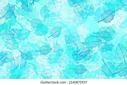 Light Blue, Green vector natural artwork with leaves. Colorful illustration in doodle style with leaves, flowers. New design for your business.