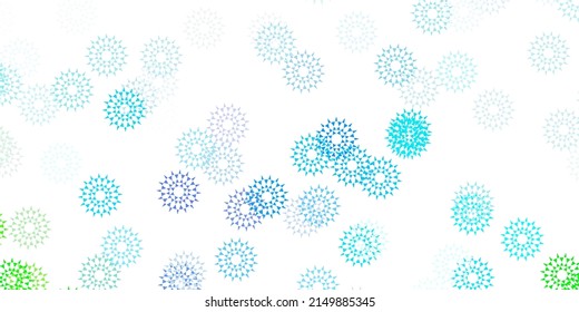 Hellblaue, grüne Vektorgrafik mit Blumen. Illustration mit abstrakten bunten Blumen mit Farbverlauf. Muster für Webdesign.