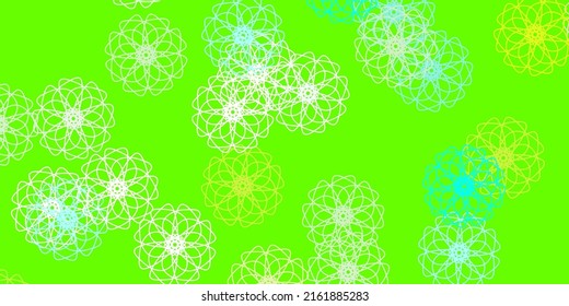 Light blue, green vector natural backdrop with flowers. Abstract illustration with flowers in Origami style. Smart design for leaflets, books.