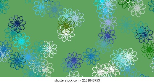 Light Blue, Green vector natural layout with flowers. Simple colored illustration with abstarct flowers. Best design for your business.