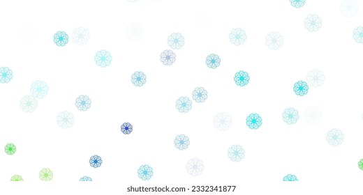 Light blue, green vector natural layout with flowers. Illustration with abstract colorful flowers with gradient. Brand new business design.