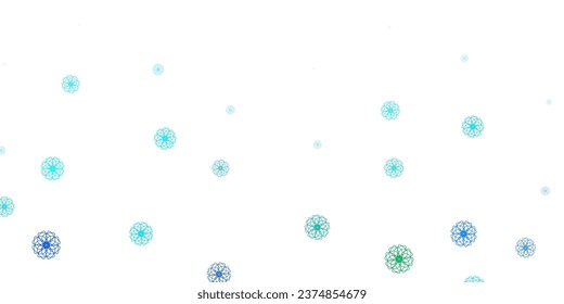 Arte natural vectorial verde claro azul con flores. Diseño sencillo con flores sobre fondo abstracto. Patrón para diseños de sitios web.