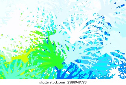 Azul claro, Verde vectorial arte natural con hojas, ramas. Ilustración colorida abstracta con hojas en estilo doodle. Nuevo estilo para su diseño de negocio.