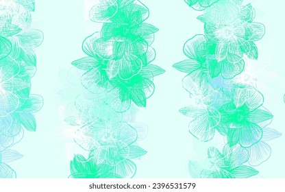 Light Blue, Green vector natural pattern with flowers. Colorful illustration in doodle style with flowers. The best design for your business.