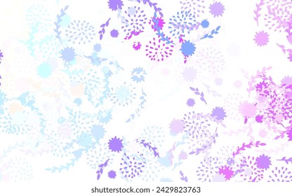 Light Blue, Green vector natural artwork with flowers, roses. Colorful illustration in doodle style with flowers. Hand painted design for web, wrapping.