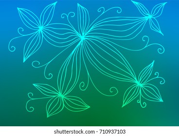 Light Blue, Green vector natural abstract template. Glitter abstract illustration with doodles.