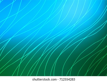 Light Blue, Green vector natural elegant template. Colorful abstract illustration with lines in Asian style. Hand painted design for web, wrapping, wallpaper.