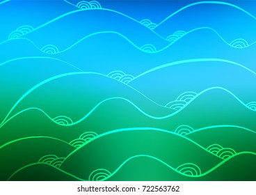 Light Blue, Green vector natural elegant template. Shining colored illustration with doodles in Zen tangle style. The pattern can be used for heads of websites and designs.