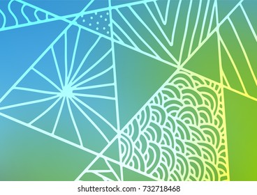 Light Blue, Green vector natural elegant background. Shining colored illustration with doodles in Zen tangle style. The template can be used as a background for cell phones.