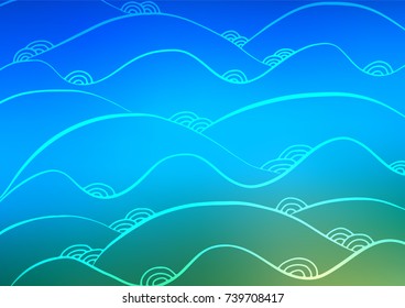 Light Blue, Green vector natural elegant pattern. Blurred decorative design in Indian style with Zen tangles. The doodle design can be used for your web site.