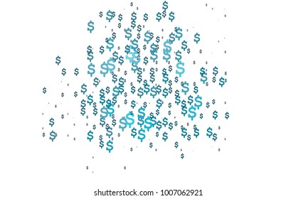Light Blue, Green vector pattern with symbols of dollars. Shining illustration with signs of dollars on abstract template. Smart design for your business advert of economic, wealth.