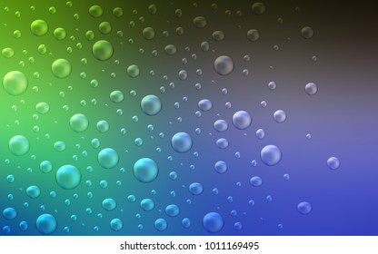 Light Blue, Green vector pattern with spheres. Modern abstract illustration with colorful water drops. Pattern can be used as texture of water, rain drops.