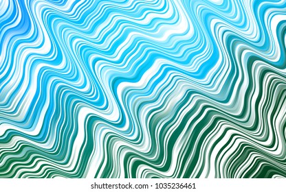 Light Blue, Green vector pattern with bent lines. Shining crooked illustration in marble style. Pattern for your business design.