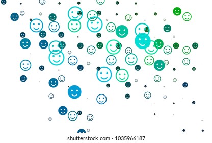 Light Blue, Green vector pattern with positive smiles. Beautiful colored illustration with smiles in simple style. Pattern for parties, gifts, congratulations.