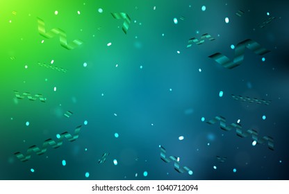 Light Blue, Green vector pattern with christmas ribbons. Confetti on blurred abstract background with colorful gradient. The pattern can be used for birthday gifts, congratulations.