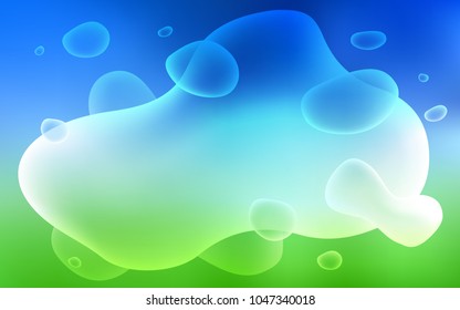 Light Blue, Green vector pattern with curved circles. A sample with blurred bubble shapes. A new texture for your  ad, booklets, leaflets.