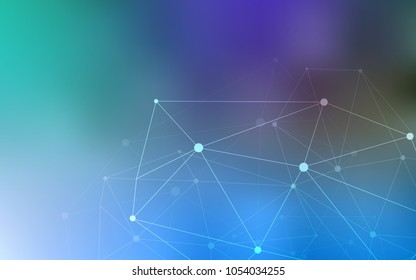 Light Blue, Green vector pattern with spheres, triangles. Decorative design in abstract style with triangle structure. Completely new template for your brand book.