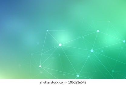 Light Blue, Green vector pattern with spheres, triangles. Design with connection of dots and lines on colorful background. Pattern can be used for beautiful websites.
