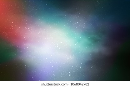 Light Blue, Green vector pattern with night sky stars. Blurred decorative design in simple style with galaxy stars. Pattern for astronomy websites.