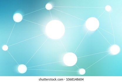 Light Blue, Green vector pattern with spheres, triangles. Illustration with set of colorful abstract circles and lines. Pattern can be used for futuristic ad, booklets.