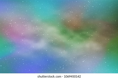 Light Blue, Green vector pattern with night sky stars. Modern abstract illustration with Big Dipper stars. Pattern for futuristic ad, booklets.