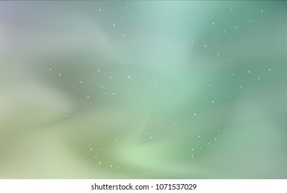 Light Blue, Green vector pattern with night sky stars. Shining illustration with sky stars on abstract template. Best design for your ad, poster, banner.