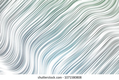Light Blue, Green vector pattern with lines, ovals. Glitter abstract illustration with wry lines. New composition for your brand book.