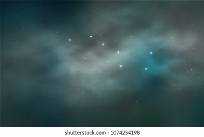 Light Blue, Green vector pattern with night sky stars. Modern abstract illustration with Big Dipper stars. Template for cosmic backgrounds.