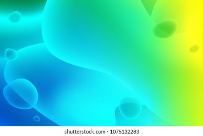 Light Blue, Green vector pattern with liquid shapes. Shining illustration, which consist of blurred lines, circles. Brand-new design for your ads, poster, banner.