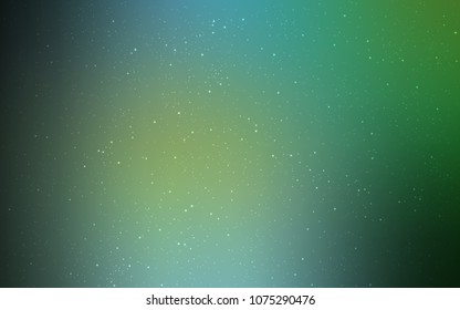 Light Blue, Green vector pattern with night sky stars. Shining illustration with sky stars on abstract template. Pattern for astrology websites.