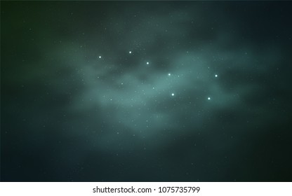 Light Blue, Green vector pattern with night sky stars. Shining colored illustration with bright astronomical stars. Smart design for your business advert.