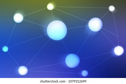 Light Blue, Green vector pattern with spheres, triangles. Colorful illustration with circles and lines in futuristic style. Pattern can be used for ads, leaflets.