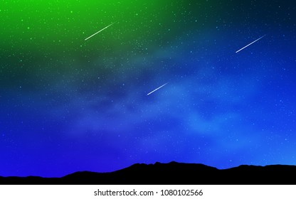 Light Blue, Green vector pattern with night sky stars. Glitter abstract illustration with colorful cosmic stars. Pattern for astronomy websites.