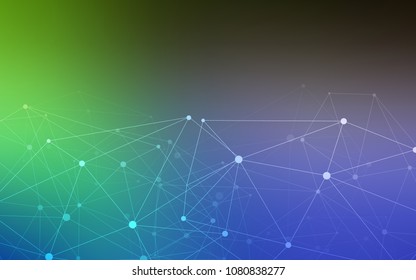 Light Blue, Green vector pattern with spheres, triangles. Illustration with set of colorful abstract circles and lines. Pattern can be used for futuristic ad, booklets.