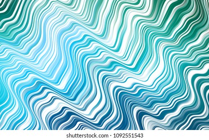Light Blue, Green vector pattern with lines, ovals. Creative illustration in halftone marble style with gradient. Textured wave pattern for backgrounds.
