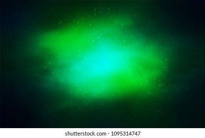 Light Blue, Green vector pattern with night sky stars. Blurred decorative design in simple style with galaxy stars. Pattern for astronomy websites.