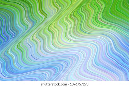 Light Blue, Green vector pattern with bent ribbons. Glitter abstract illustration with wry lines. A completely new memphis design for your business.