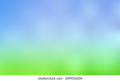 Light Blue, Green vector pattern with spheres. Glitter abstract illustration with blurred drops of rain. Beautiful design for your business advert.