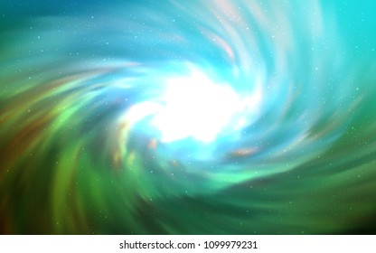 Light Blue, Green vector pattern with night sky stars. Space stars on blurred abstract background with gradient. Template for cosmic backgrounds.