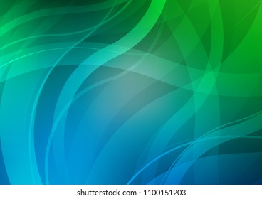 Light Blue, Green vector pattern with lava shapes. Modern gradient abstract illustration with bandy lines. The elegant pattern for brand book.