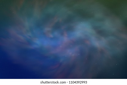 Light Blue, Green vector pattern with night sky stars. Shining illustration with sky stars on abstract template. Best design for your ad, poster, banner.