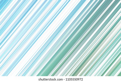 Light Blue, Green vector pattern with narrow lines. Lines on blurred abstract background with gradient. The template can be used as a background.