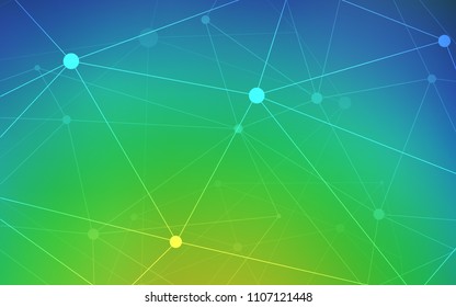 Light Blue, Green vector pattern with spheres, triangles. Design with connection of dots and lines on colorful background. Beautiful design for your business advert.