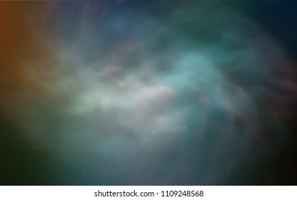 Light Blue, Green vector pattern with night sky stars. Shining colored illustration with bright astronomical stars. Best design for your ad, poster, banner.