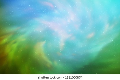 Light Blue, Green vector pattern with night sky stars. Blurred decorative design in simple style with galaxy stars. Best design for your ad, poster, banner.