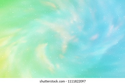 Light Blue, Green vector pattern with night sky stars. Glitter abstract illustration with colorful cosmic stars. Pattern for astrology websites.
