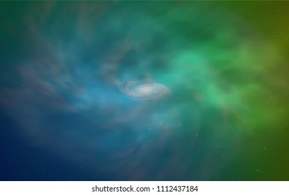 Light Blue, Green vector pattern with night sky stars. Glitter abstract illustration with colorful cosmic stars. Pattern for astrology websites.